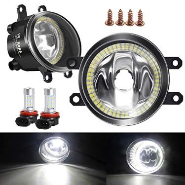 Imagem de Farol de neblina atualizado com anel de halo de LED DRL para Toyota 06-12 16-20 RAV4, 10-20 4Runner, 14-20 Tundra, 12-16 Tacoma, 08-10 17-19 Highlander, 07-14 Camry Sedan, 09-16 Corolla (sem fio de