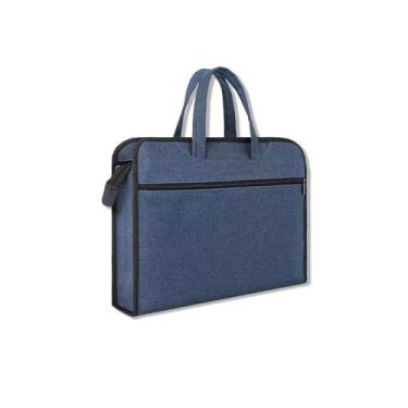 Imagem de Bolsa de documentos Oxford com alça impermeável, leve, portátil, com zíper, para carregar arquivos de papel e pasta de arquivamento, Azul