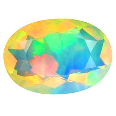 Imagem de 1,14 ct AAA+ Qualidade da pedra preciosa de qualidade oval (10 x 7 mm) opala arco-íris não aquecida genuína e extraída da pedra preciosa solta da Terra