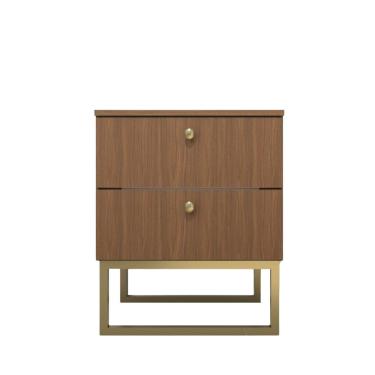 Imagem de Mesa de Cabeceira Industrial MDF com Pés Metalon Dourado PlanCasa