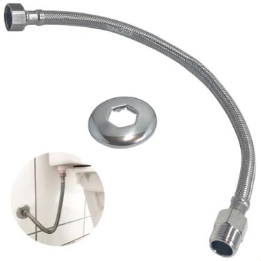 Imagem de Dona D Cor, Mangueira Torneira Inox 304 Trançado 30cm Macho Femea Engate Flexivel Rabicho Entrada De Agua Quente Fria Vaso Sanitário Caixa Acoplada Banheiro