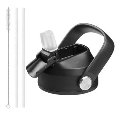 Imagem de Tampa de canudo para boca larga Hydroflask, tampa de canudo compatível com Hydro Flask 20 32 1,134 g, boca larga, tampa de canudo compatível com a maioria das garrafas de água esportivas (preto)