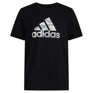 Imagem de adidas Camiseta masculina manga curta algodão camuflagem logotipo Bos, Camuflagem França Preta, 14-16