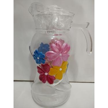 Imagem de Jarra de Vidro com Flores Decorativas, Capacidade 1,8 Litros