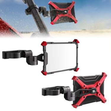 Imagem de KEMIMOTO Espelhos laterais UTV de alumínio para barra de gaiola de rolo de 4,2 a 5 cm compatível com Polaris RZR Can Am Maverick Side by Side Talon Teryx Mule SXS Espelho retrovisor lateral vermelho