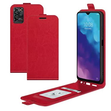 Imagem de Capa para ZTE Blade V30 Vita/ZTE V2022, capa protetora de couro PU com fecho magnético com compartimento para cartão para ZTE Blade V30 Vita/ZTE V2022 (vermelho)