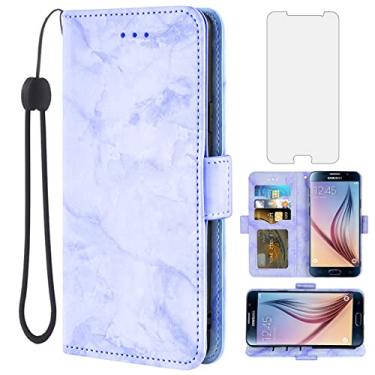 Imagem de Asuwish Capa compatível com Samsung Galaxy S6 e protetor de tela de vidro temperado com compartimento para cartão de celular com suporte de mármore para Glaxay S 6 Gaxaly 6s Galaxies GS6 SM-G920V