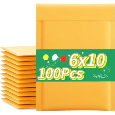 Imagem de Kraft Bubble Mailers pacote com 15 x 25 cm, tamanho utilizável, 15 x 25 cm, sacos de envio adesivos fortes, envelopes acolchoados para envio, correspondência, suprimentos para pequenas empresas.