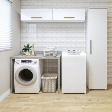 Imagem de Lavanderia Modulada 1 Armário Multiuso e 2 Armários Aéreo Uberaba Branco