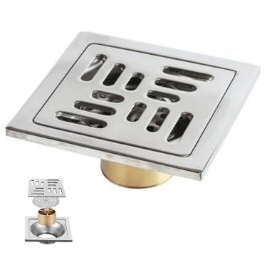 Imagem de Ralo Inox 10x10 Banheiro Lavabo Anti Odor Anti Inseto Casa Cozinha Lavandeira Seguro Hi...