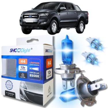 Imagem de Kit par lâmpadas super branca conector h4 8500k shocklight + par leds 