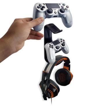 Imagem de Suporte de Parede para 2 Controles de Video Game e Headset Preto - Scu