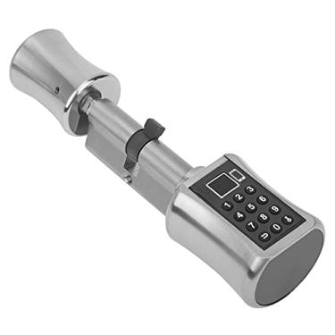 Imagem de Fechadura de Cilindro Inteligente Com Senha Digital, Trava Inteligente Antifurto para Portas de Segurança de Vidro de Madeira