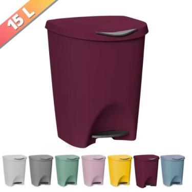 Imagem de Lixeira Escritorio Cozinha Banheiro C/ Pedal 15 Litros - Usual Utilida
