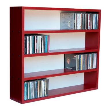 Imagem de Serena Estantes - Estante Prateleira Para 272 CDs - 4 Prateleiras - Vermelho Marsala/Branco