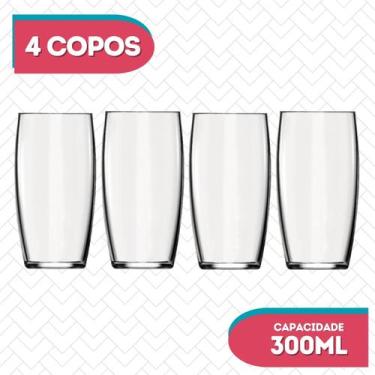 Imagem de 4 UN Copos Oca Vidro Transparente Redondo 300ml Durável Nadir - NADIR 