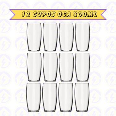 Imagem de Jogo 12 Copos Oca 300 ML Transparente Elegante Bebibas Sucos - NADIR F