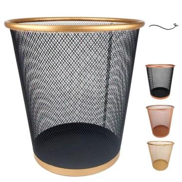 Imagem de Lixeira para escritório quarto 10l black rose gold preto dourado - Mar