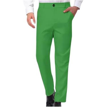 Imagem de Calça social masculina xadrez listrada formal afunilada slim fit calça justa calça skinny elegante terno de trabalho, Y11-verde, P