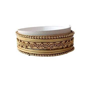 Imagem de Conjunto de Pulseiras Indiana Dourada e Preta 7 Argolas - Loja da Índi