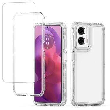 Imagem de Ueokeird Capa Transparente para Moto G24 4G e Moto G04 4G com Protetor de Tela de Vidro Temperado e Design Híbrido de 3 Camadas