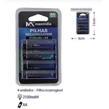 Imagem de Pilha Recarregavel Aa 2100mah 4 Unidades Com - MaxMidia