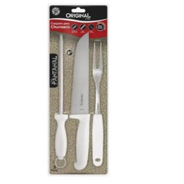 Imagem de Conjunto para churrasco Pantanal 3 Pçs. - Faca/chaira/garfo - Original