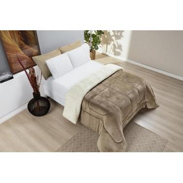 Imagem de Coberdrom Sherpa Edredom Dupla Face Cobertor Manta Felpuda Liso Cama C