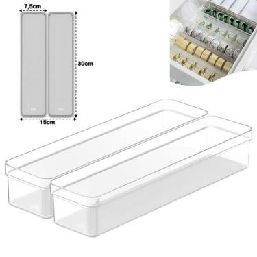 Imagem de Kit 2 Organizador De Gaveta Armário Retangular Modular Plástico Multiu