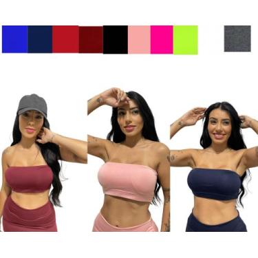 Imagem de kit 3 top faixa com bojo removível TB moda fitness, Sortidas, G