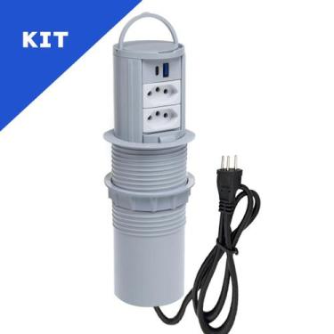 Imagem de Kit Torres De Tomadas Totem Manual Alça 2 Tom 20A 2USB 9.0A - CONNECT 