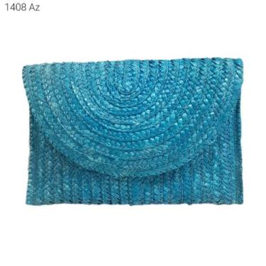 Imagem de Bolsa Carteira Clutch de Mão em Palha / Ráfia 1408 - H2 Bolsas, Azul