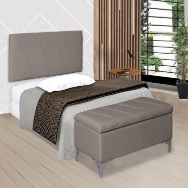 Imagem de Cabeceira Painel Solteiro Estofada Para Cama Box 90cm Iza Com Espuma D