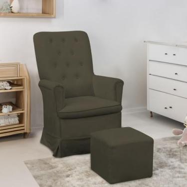 Imagem de Poltrona Amamentação para Quarto Claudia com Puff Amo Estofados, Marro