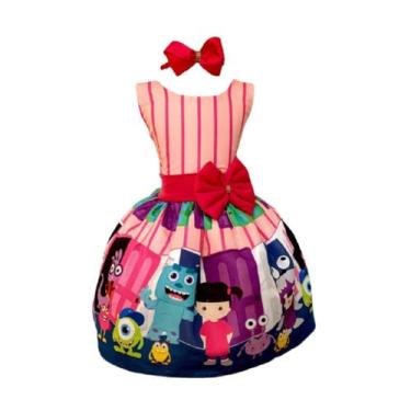 Imagem de Vestido Infantil Temático Monstros S.A Rosa Luxo - Pequenos Encantos B