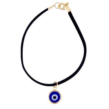 Imagem de Pulseira camurça com Olho Grego 10mm - Sunshine Cristais, Dourado