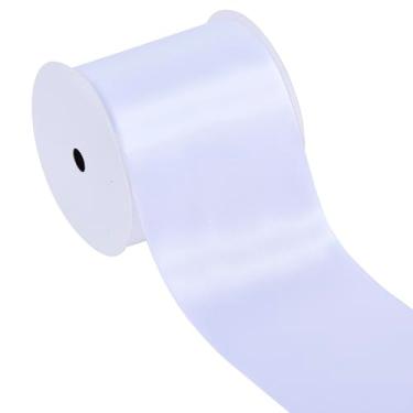 Imagem de YAMA Fita de cetim dupla face branca, 7,6 cm e 10 metros, ótima para artesanato, laços, buquê de flores, casamento, decoração de casa, embrulho de presente