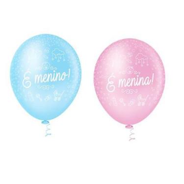 Imagem de 50 Unidades Bexiga Balão Chá Revelação  É Menino É Menina - Linha Fant