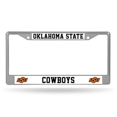 Imagem de Rico Industries NCAA Oklahoma State Cowboys Moldura para placa de licença com design alternativo cromado, cores do time, tamanho único