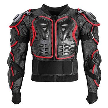 Imagem de Jaqueta protetora de corpo inteiro para motocicleta ATV Guard Shirt Gear Jacket Armor Pro Street Motocross Protector com proteção traseira masculina feminina para off-road corrida sujeira bicicleta esqui vermelho P