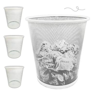 Imagem de Lixeira Aramada Luxo Para Escritório Branco 10L 3 UN - Markys Store