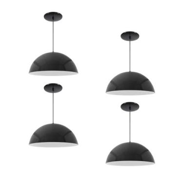 Imagem de Kit 4 Luminária Pendente Meia Lua 40cm Interior Branco Brilho Fiação 1