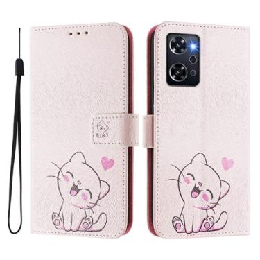 Imagem de Capa carteira para Oppo Reno 9A, 3 compartimentos para cartão, 1 compartimento para dinheiro, capa flip de couro PU com padrão fofo, capa com fivela magnética à prova de choque, compatível com sem fio