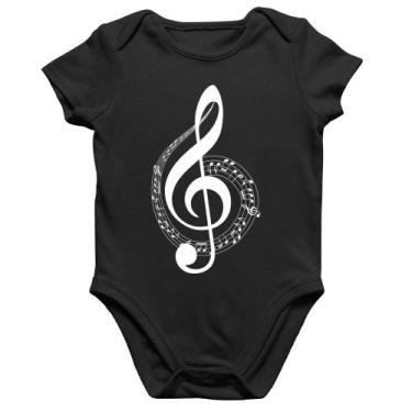 Imagem de Body Bebê Algodão Clave de Sol - Foca na Moda, Preto, GG