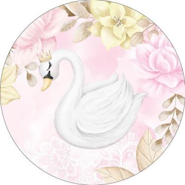 Imagem de Painel De Festa Redondo 1,50x1,50 - Cisne Floral Delicado 053 - Via Co