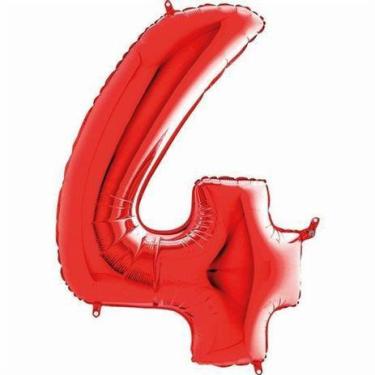 Imagem de Balão 40 numero 4 vermelho cromus