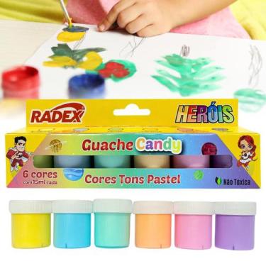 Imagem de Tinta Tempera Guache Pastel Radex 6 Cores 15ml