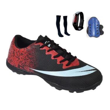 Imagem de Chuteira Society Adulto Infantil com Meião Caneleira e Relogio - Perfl