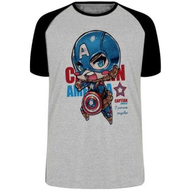 Imagem de Camiseta Capitão América Blusa Plus Size extra grande adulto ou infant