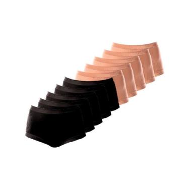 Imagem de Kit com 10 Calcinhas Alta Bourbon Demillus 26406 Colorido, Bege, M